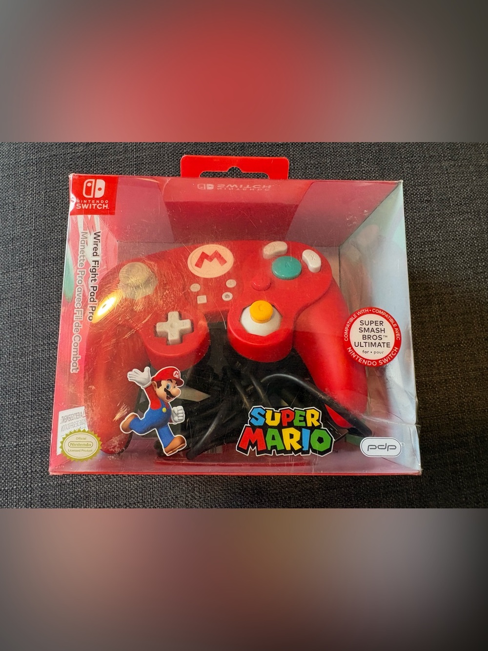 Nintendo Switch Mario Red Wired Fight Pad Pro Controller